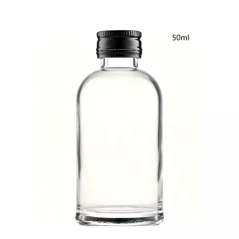 50 ml-es üveg kerek ír whiskys üveg csavaros kupakkal